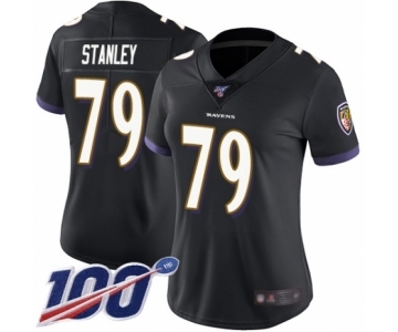 Women's Baltimore Ravens #79 Ronnie Stanley Black Alternate Vapor Untouchable Limited Player 100th Season Football Jersey