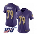 Women's Baltimore Ravens #79 Ronnie Stanley Limited Purple Rush Vapor Untouchable 100th Season Football Jersey