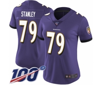 Women's Baltimore Ravens #79 Ronnie Stanley Purple Team Color Vapor Untouchable Limited Player 100th Season Football Jersey