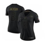 Women's Baltimore Ravens #8 Lamar Jackson 2020 Salute To Service Limited Football Jersey Black