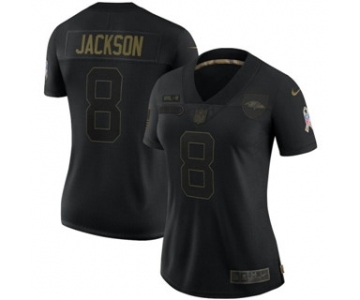 Women's Baltimore Ravens #8 Lamar Jackson 2020 Salute To Service Limited Football Jersey Black