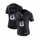 Women's Baltimore Ravens #8 Lamar Jackson Limited Black Smoke Fashion Football Jersey