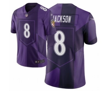 Women's Baltimore Ravens #8 Lamar Jackson Limited Purple City Edition Football Jersey