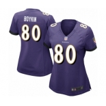 Women's Baltimore Ravens #80 Miles Boykin Game Purple Team Color Football Jersey