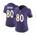 Women's Baltimore Ravens #80 Miles Boykin Purple Team Color Vapor Untouchable Limited Player Football Jersey