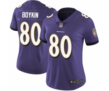 Women's Baltimore Ravens #80 Miles Boykin Purple Team Color Vapor Untouchable Limited Player Football Jersey