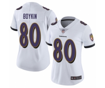 Women's Baltimore Ravens #80 Miles Boykin White Vapor Untouchable Limited Player Football Jersey