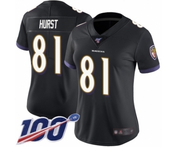 Women's Baltimore Ravens #81 Hayden Hurst Black Alternate Vapor Untouchable Limited Player 100th Season Football Jersey