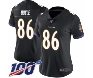 Women's Baltimore Ravens #86 Nick Boyle Black Alternate Vapor Untouchable Limited Player 100th Season Football Jersey