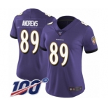 Women's Baltimore Ravens #89 Mark Andrews Purple Team Color Vapor Untouchable Limited Player 100th Season Football Jersey