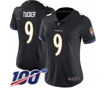 Women's Baltimore Ravens #9 Justin Tucker Black Alternate Vapor Untouchable Limited Player 100th Season Football Jersey