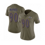 Women's Baltimore Ravens #90 Pernell McPhee Limited Olive 2017 Salute to Service Football Jersey