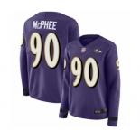 Women's Baltimore Ravens #90 Pernell McPhee Limited Purple Therma Long Sleeve Football Jersey