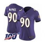 Women's Baltimore Ravens #90 Pernell McPhee Purple Team Color Vapor Untouchable Limited Player 100th Season Football Jersey