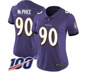 Women's Baltimore Ravens #90 Pernell McPhee Purple Team Color Vapor Untouchable Limited Player 100th Season Football Jersey