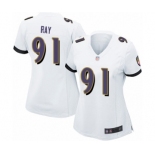 Women's Baltimore Ravens #91 Shane Ray Game White Football Jersey