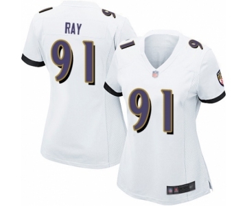 Women's Baltimore Ravens #91 Shane Ray Game White Football Jersey