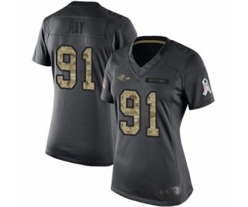 Women's Baltimore Ravens #91 Shane Ray Limited Black 2016 Salute to Service Football Jersey