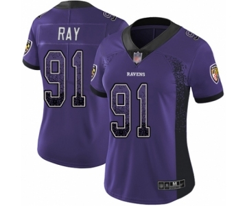 Women's Baltimore Ravens #91 Shane Ray Limited Purple Rush Drift Fashion Football Jersey