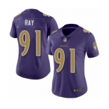 Women's Baltimore Ravens #91 Shane Ray Limited Purple Rush Vapor Untouchable Football Jersey