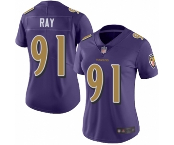 Women's Baltimore Ravens #91 Shane Ray Limited Purple Rush Vapor Untouchable Football Jersey