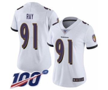 Women's Baltimore Ravens #91 Shane Ray White Vapor Untouchable Limited Player 100th Season Football Jersey