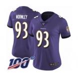 Women's Baltimore Ravens #93 Chris Wormley Purple Team Color Vapor Untouchable Limited Player 100th Season Football Jersey