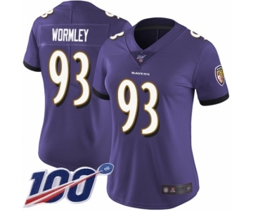 Women's Baltimore Ravens #93 Chris Wormley Purple Team Color Vapor Untouchable Limited Player 100th Season Football Jersey