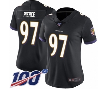 Women's Baltimore Ravens #97 Michael Pierce Black Alternate Vapor Untouchable Limited Player 100th Season Football Jersey