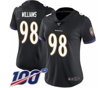 Women's Baltimore Ravens #98 Brandon Williams Black Alternate Vapor Untouchable Limited Player 100th Season Football Jersey