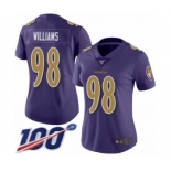 Women's Baltimore Ravens #98 Brandon Williams Limited Purple Rush Vapor Untouchable 100th Season Football Jersey