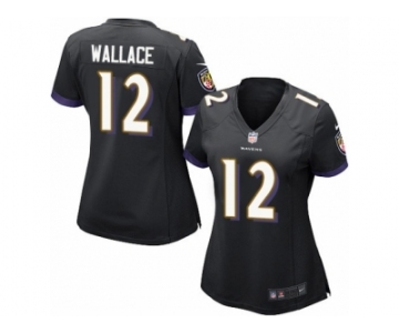 Women's Nike Baltimore Ravens #12 Mike Wallace Limited Black Alternate NFL Jersey