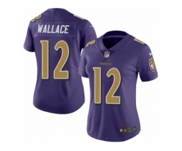 Women's Nike Baltimore Ravens #12 Mike Wallace Limited Purple Rush NFL Jersey