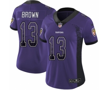 Women's Nike Baltimore Ravens #13 John Brown Limited Purple Rush Drift Fashion NFL Jersey