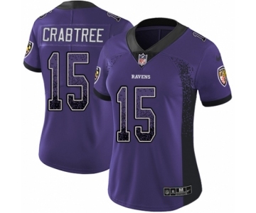 Women's Nike Baltimore Ravens #15 Michael Crabtree Limited Purple Rush Drift Fashion NFL Jersey