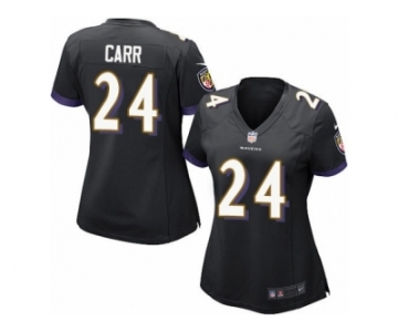 Women's Nike Baltimore Ravens #24 Brandon Carr Limited Black Alternate NFL Jersey