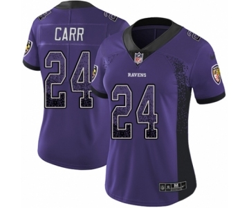 Women's Nike Baltimore Ravens #24 Brandon Carr Limited Purple Rush Drift Fashion NFL Jersey