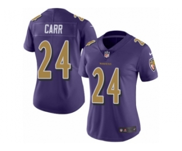 Women's Nike Baltimore Ravens #24 Brandon Carr Limited Purple Rush NFL Jersey