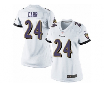 Women's Nike Baltimore Ravens #24 Brandon Carr Limited White NFL Jersey