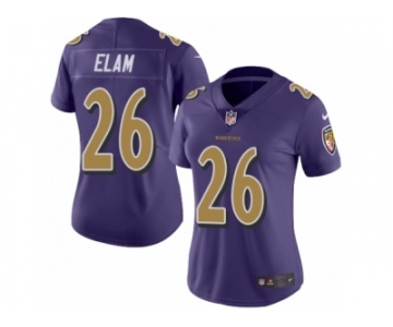 Women's Nike Baltimore Ravens #26 Matt Elam Limited Purple Rush NFL Jersey