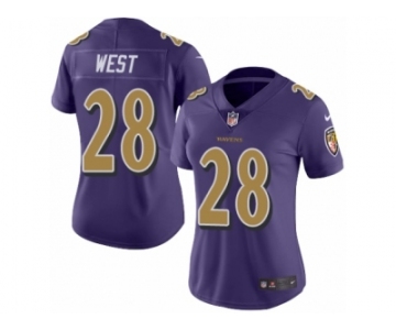 Women's Nike Baltimore Ravens #28 Terrance West Limited Purple Rush NFL Jersey