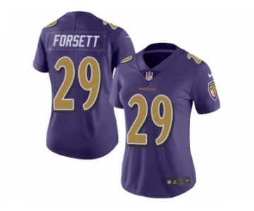 Women's Nike Baltimore Ravens #29 Justin Forsett Limited Purple Rush NFL Jersey