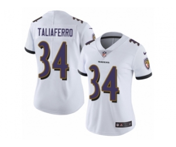 Women's Nike Baltimore Ravens #34 Lorenzo Taliaferro Vapor Untouchable Limited White NFL Jersey