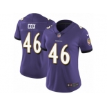 Women's Nike Baltimore Ravens #46 Morgan Cox Vapor Untouchable Limited Purple Team Color NFL Jersey