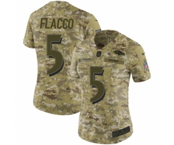 Women's Nike Baltimore Ravens #5 Joe Flacco Limited Camo 2018 Salute to Service NFL Jersey