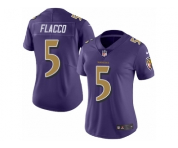 Women's Nike Baltimore Ravens #5 Joe Flacco Limited Purple Rush NFL Jersey