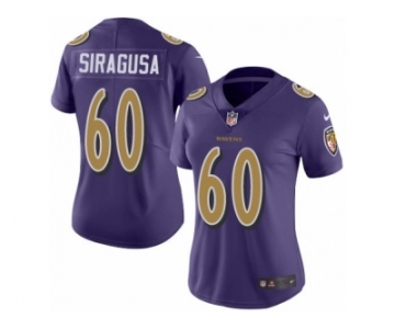 Women's Nike Baltimore Ravens #60 Nico Siragusa Limited Purple Rush NFL Jersey