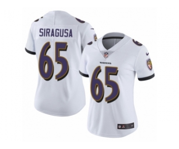 Women's Nike Baltimore Ravens #65 Nico Siragusa White Vapor Untouchable Limited Player NFL Jersey