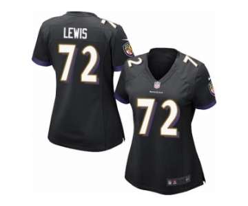 Women's Nike Baltimore Ravens #72 Alex Lewis Limited Black Alternate NFL Jersey