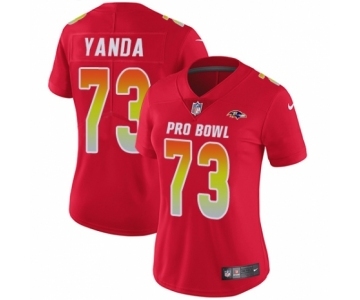 Women's Nike Baltimore Ravens #73 Marshal Yanda Limited Red AFC 2019 Pro Bowl NFL Jersey